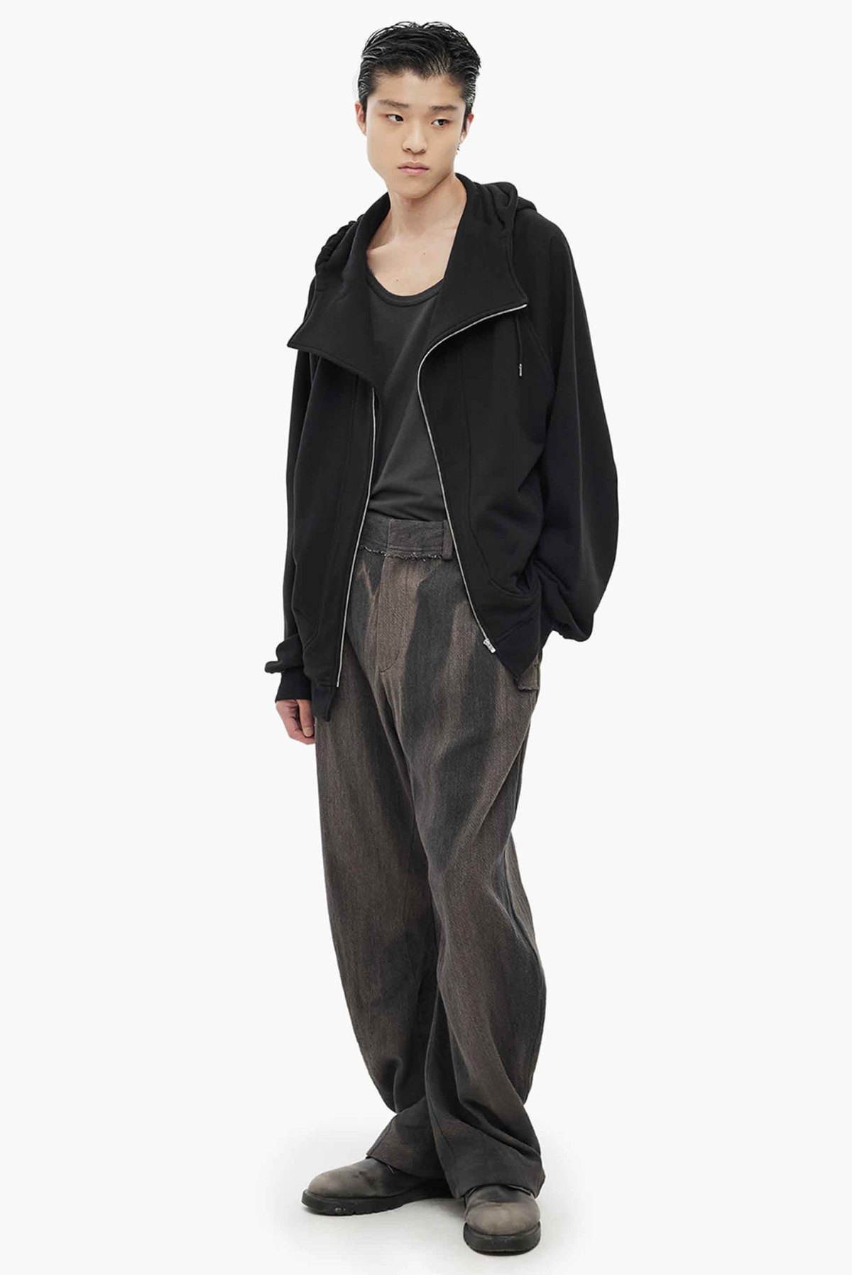 JiyongKim Sun Bleached Curved Trousers - Image 6 of 6