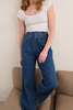 Hermine Vintage 80s Calvin Klein High-Rise Pleated Wide Leg Jeans - Blue - Thumbnail 2