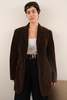 Hermine Vintage 90s Espresso Cotton Cashmere Corduroy Blazer - Brown - Thumbnail 2