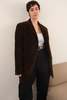 Hermine Vintage 90s Espresso Cotton Cashmere Corduroy Blazer - Brown - Thumbnail 3