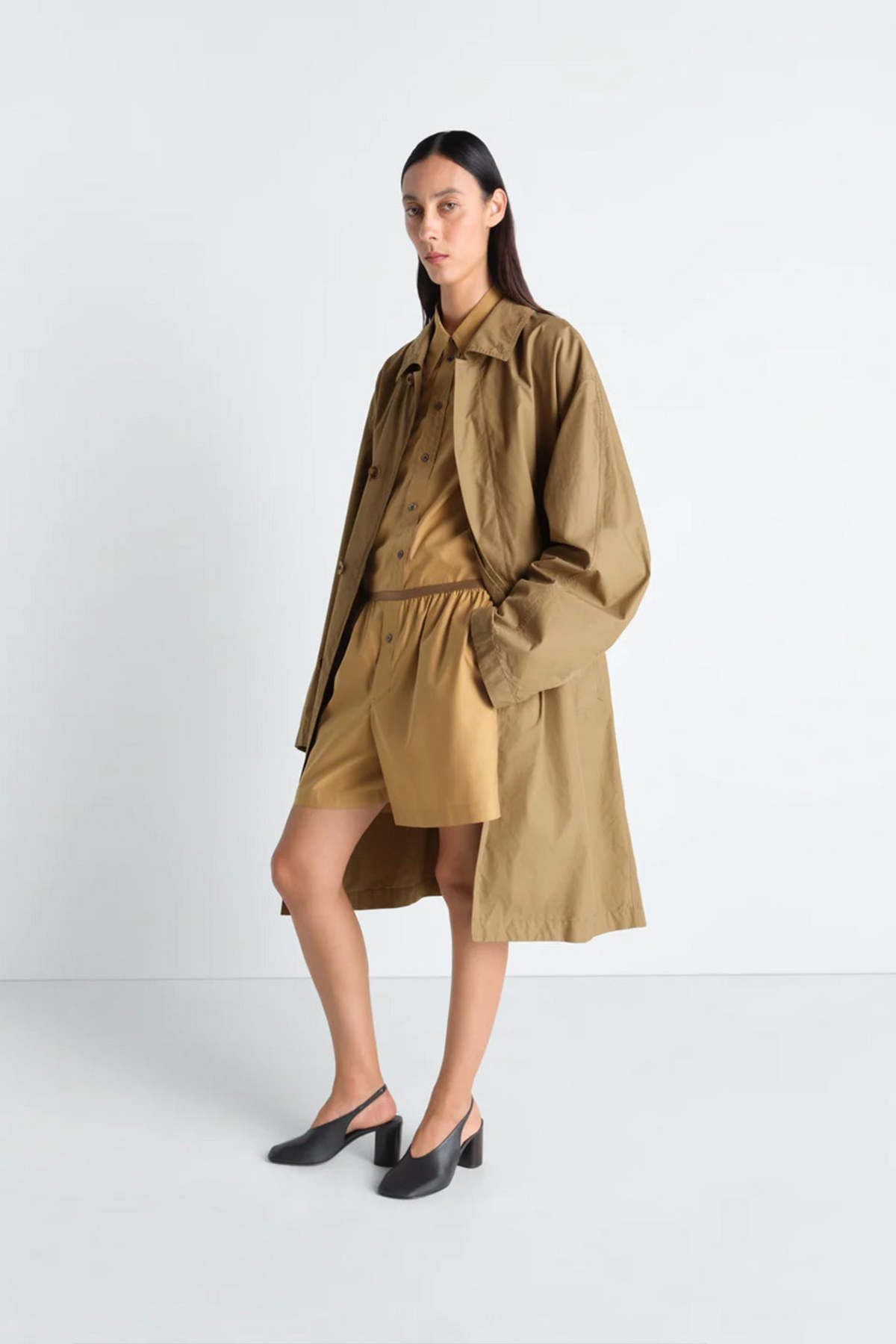 Lemaire Car Coat Ventile Cotton Raincoat - Khaki - Image 2 of 8