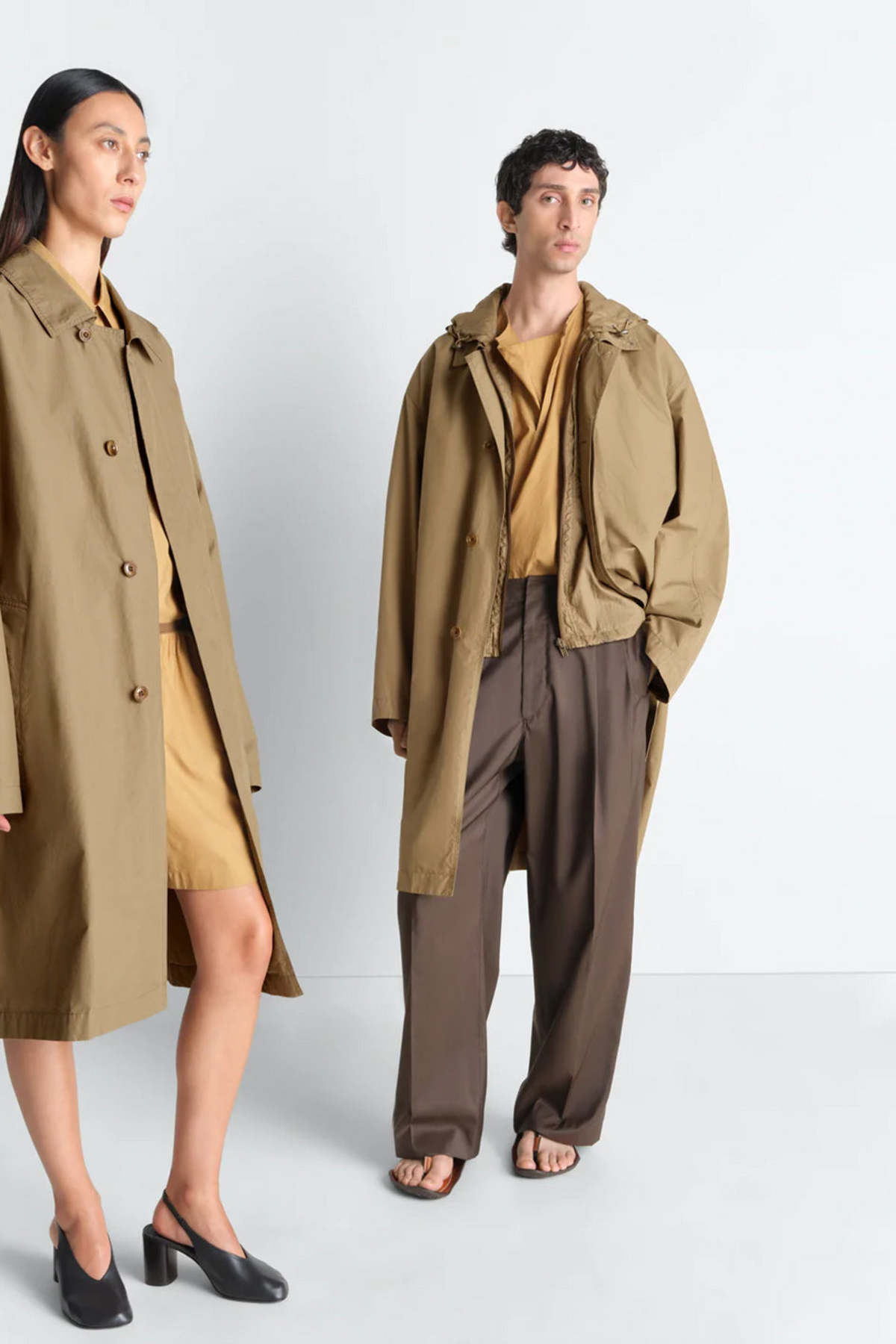 Lemaire Car Coat Ventile Cotton Raincoat - Khaki - Image 3 of 8