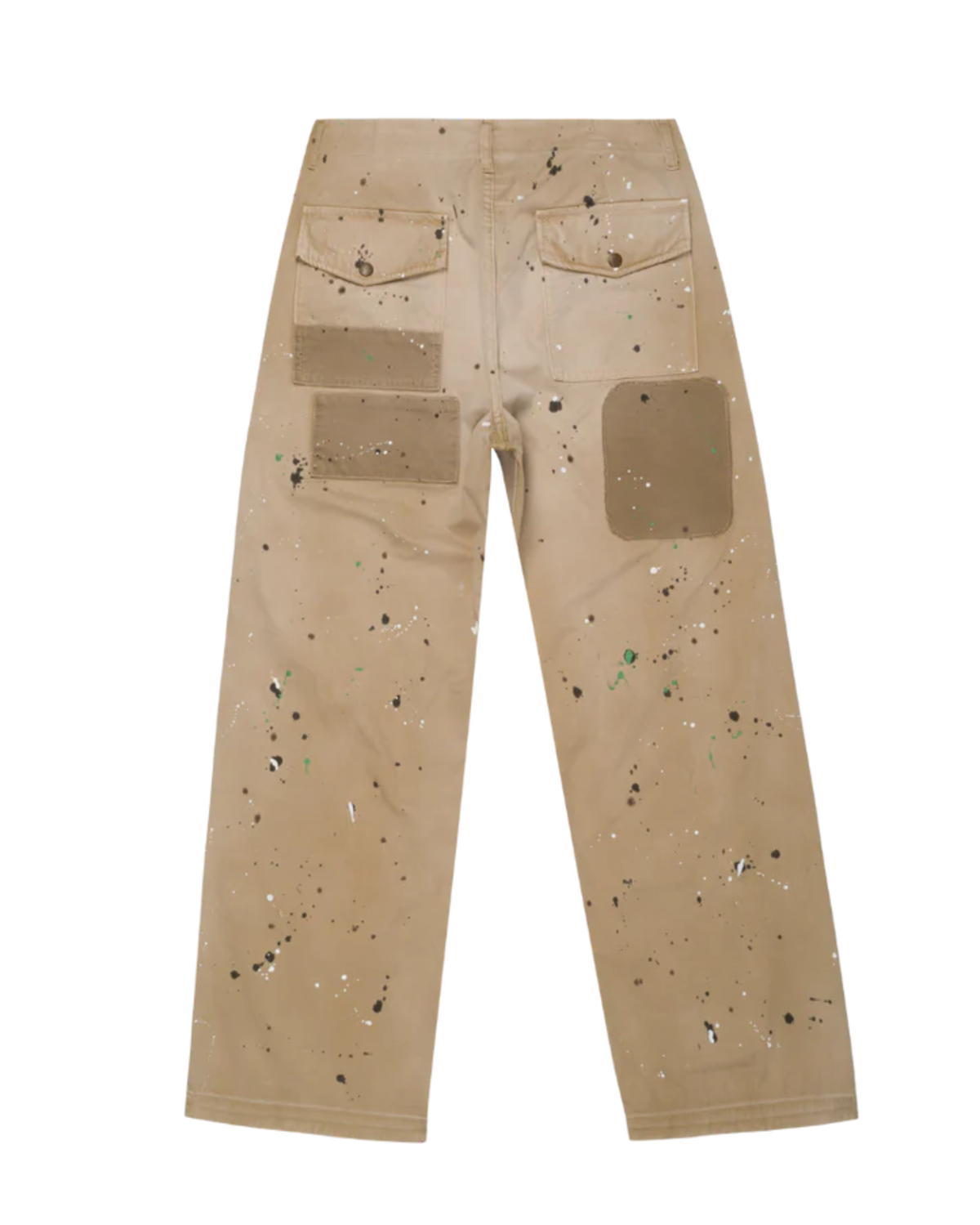 VINTAGE HEAVY Twill Painted Patchwork Chinos - Khaki - Image 2 of 2