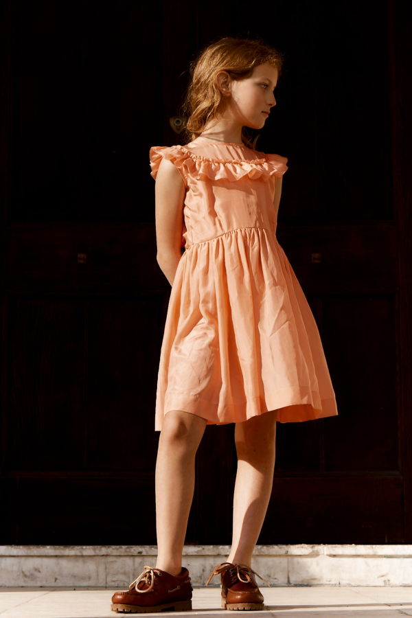 KIDS Caramel Cestrum Silk Dress - Peach Pink