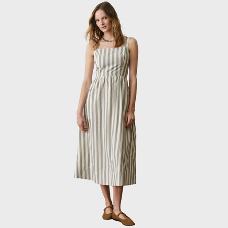 knee length dresses for ladies Marine Layer Vintage Slub Crop Tee White/Black Stripe / XL main image 0