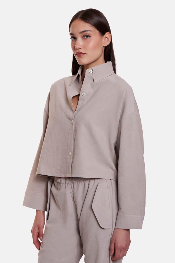 The Tile Club Foxy Micro Cord Crop Shirt