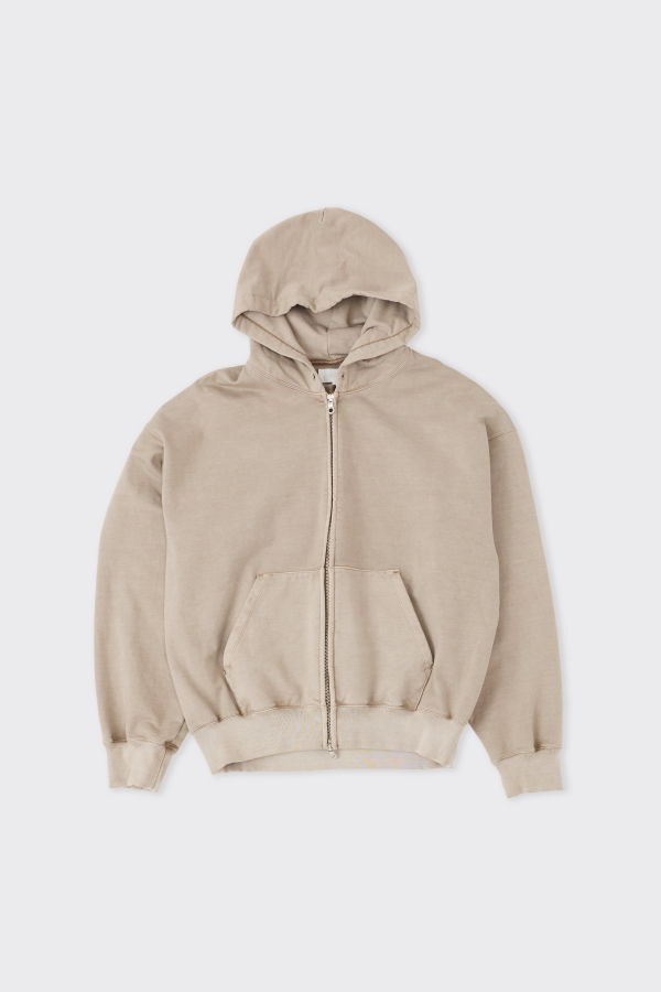 Kanemasa Phil Fine Sweat Zip Hoodie - Beige Khaki