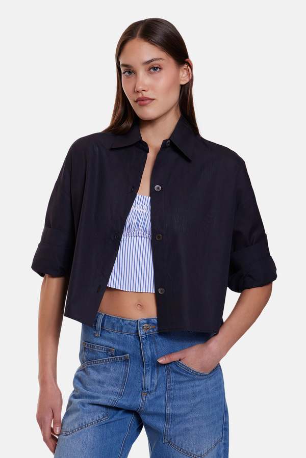 The Tile Club Gansett Poplin Crop Shirt