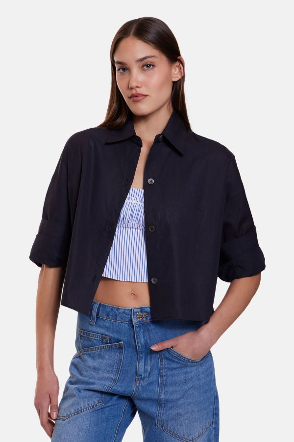 The Tile Club Gansett Poplin Crop Shirt