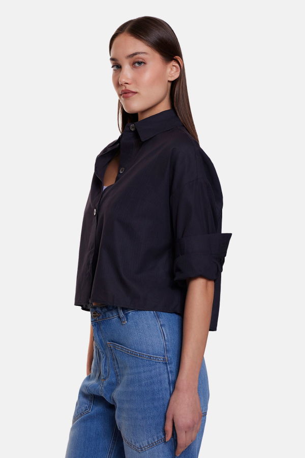 The Tile Club Gansett Poplin Crop Shirt