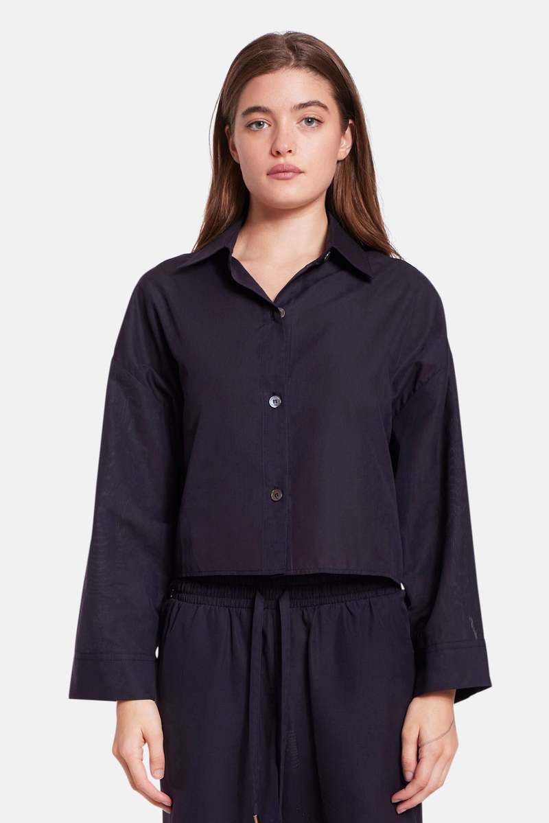 The Tile Club Gansett Poplin Crop Shirt