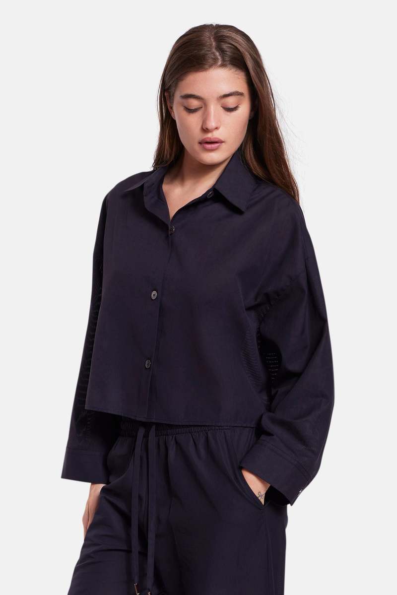 The Tile Club Gansett Poplin Crop Shirt