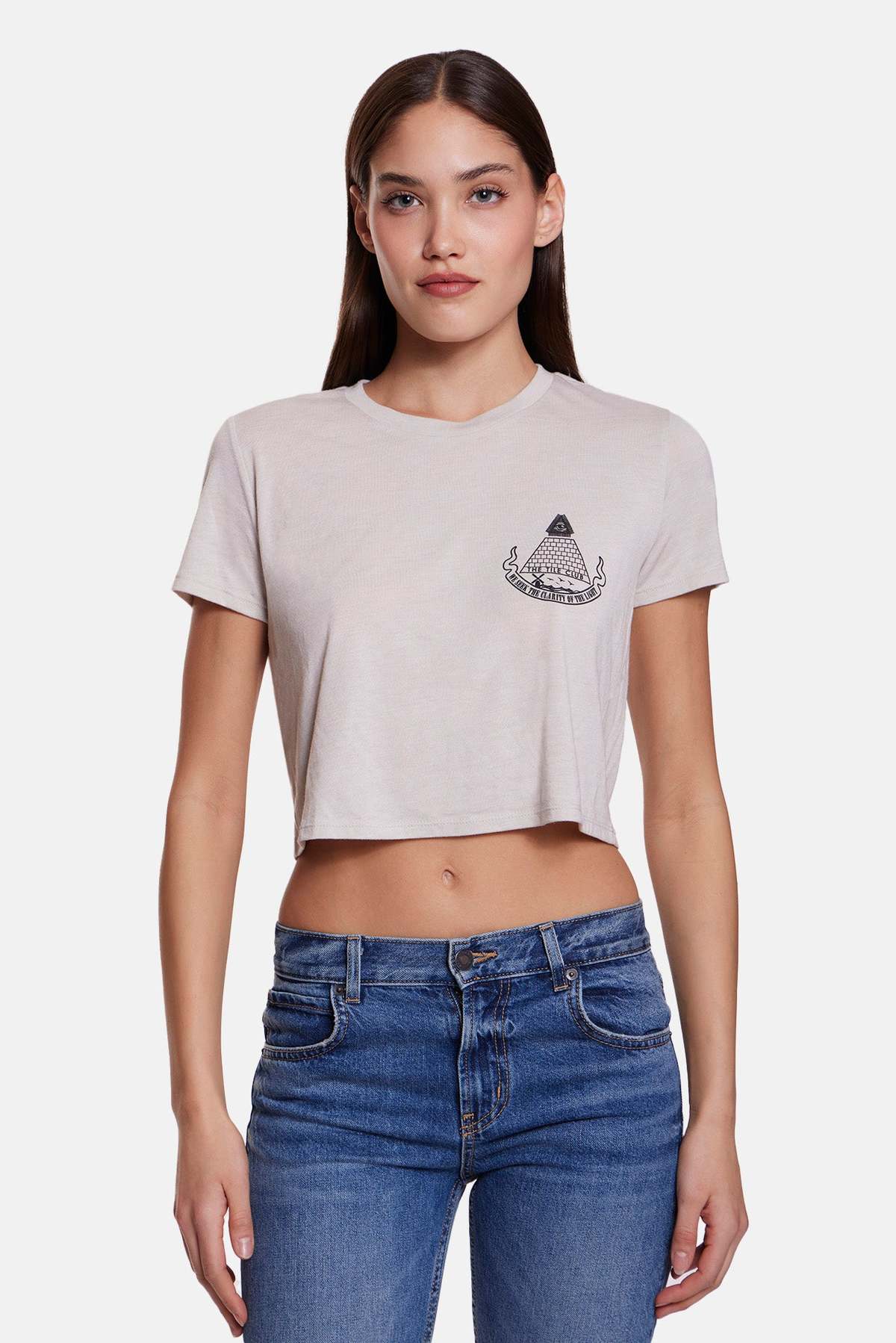 Blue&Cream Pyramid Crop Tee - Image 3 of 7