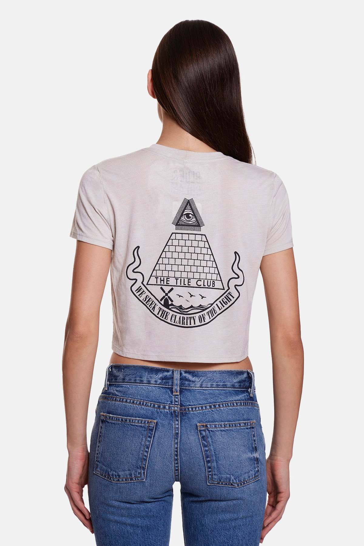 Blue&Cream Pyramid Crop Tee - Image 5 of 7