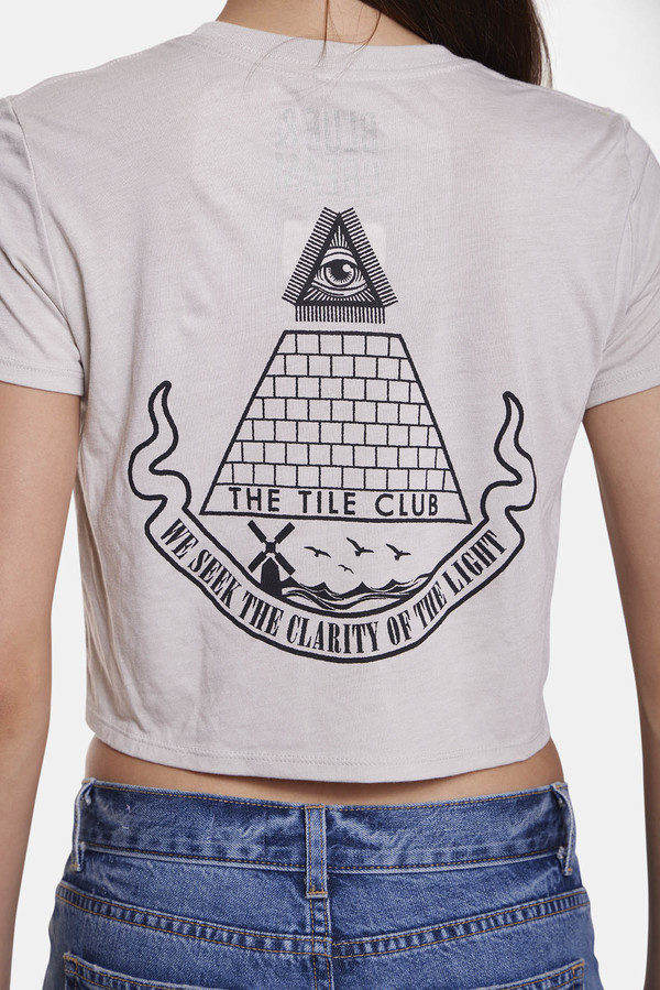 Blue&Cream Pyramid Crop Tee