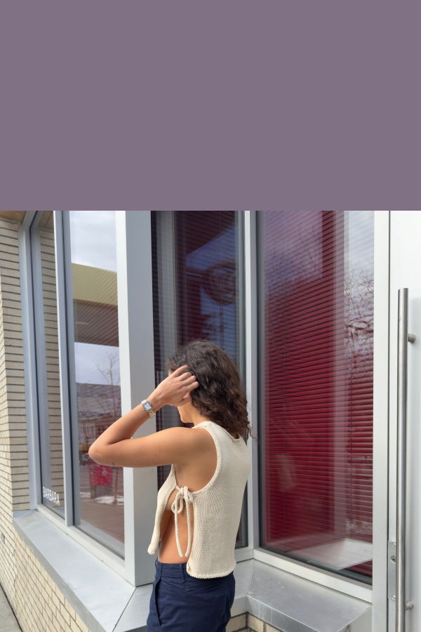 Givéh Tie Top - Cream/Black