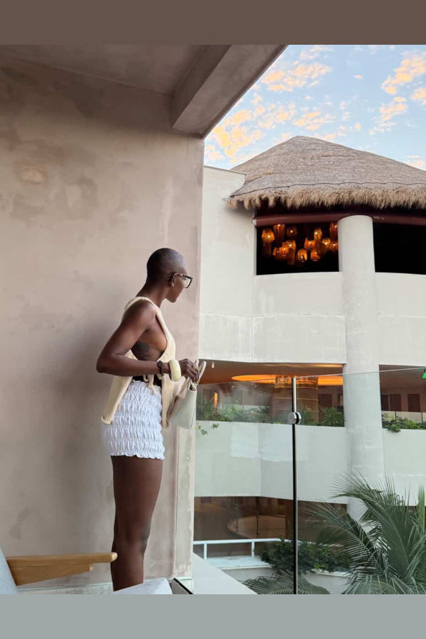 Givéh Tie Top - Cream/Black