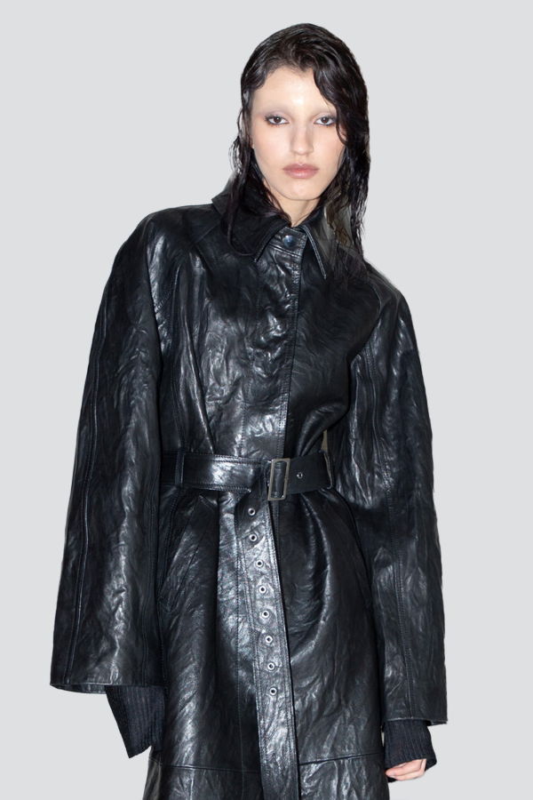 Jovana Markovic Black Leather Long Coat