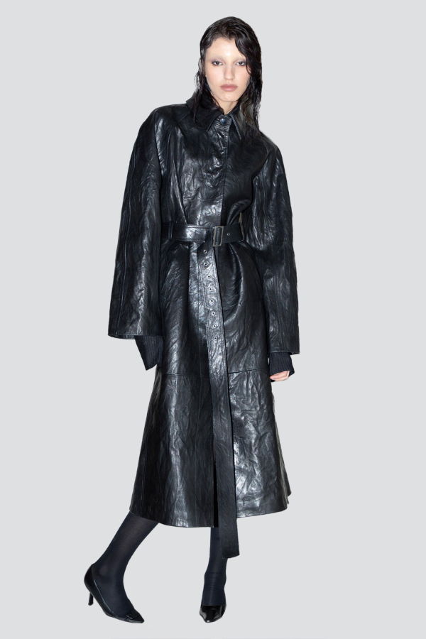 Jovana Markovic Black Leather Long Coat