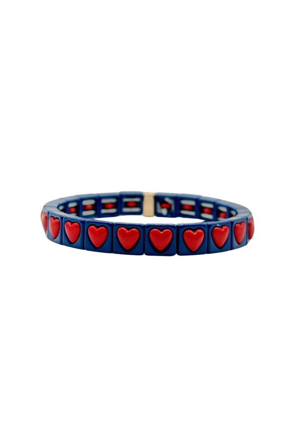LA LUMIERE NY The Navy and Red Colored Bubble Heart Bracelet