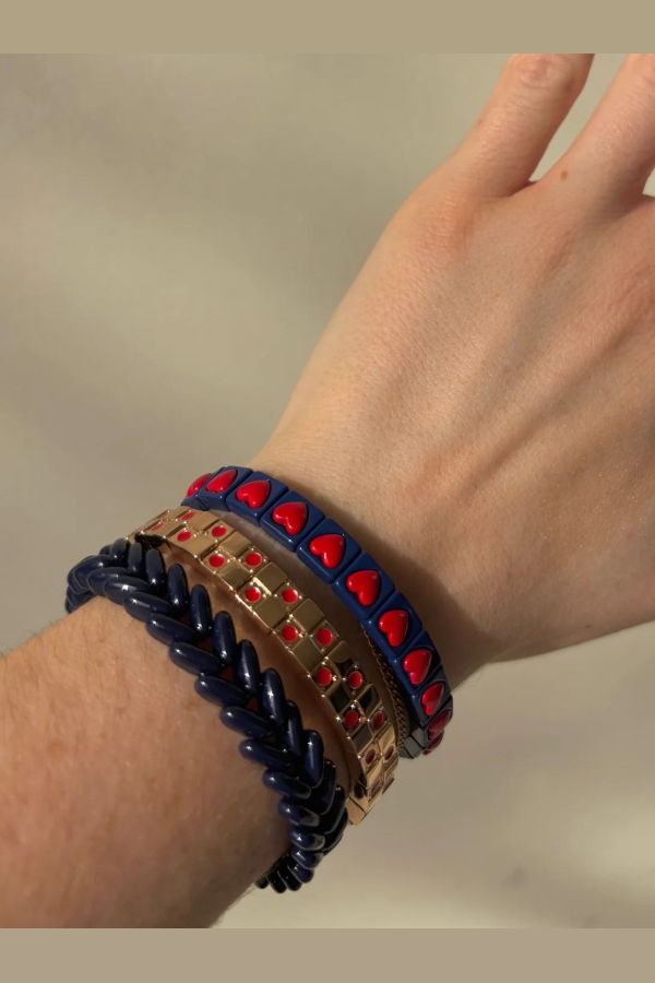 LA LUMIERE NY The Navy and Red Colored Bubble Heart Bracelet