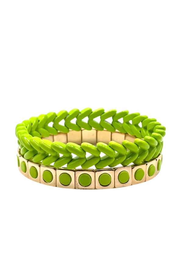 LA LUMIERE NY The Neon Green Full Circle Stud Bracelet