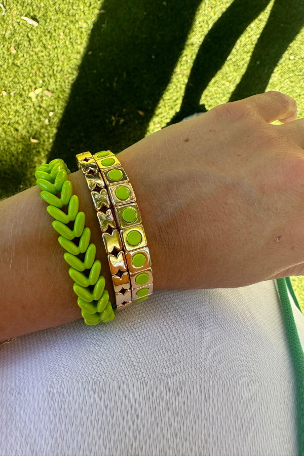 LA LUMIERE NY The Neon Green Wheat Stud Bracelet