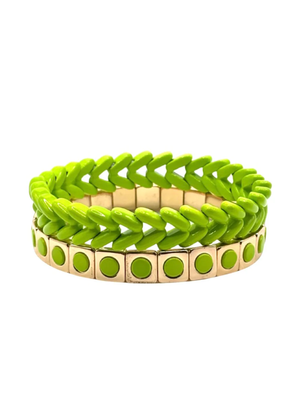 LA LUMIERE NY The Neon Green Wheat Stud Bracelet