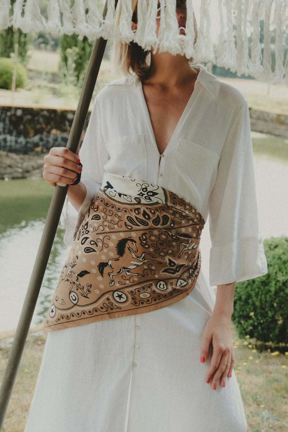 Maison Lecomte Flament Far West Silk Scarf - Natural - Image 2 of 4