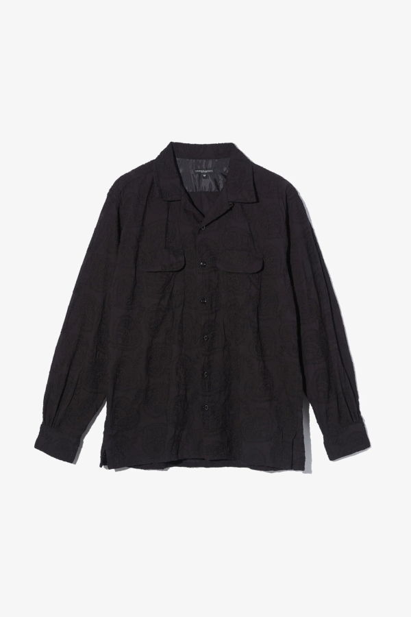 Engineered Garments Classic Shirt - Black Cotton Paisley Embroidery Shirt