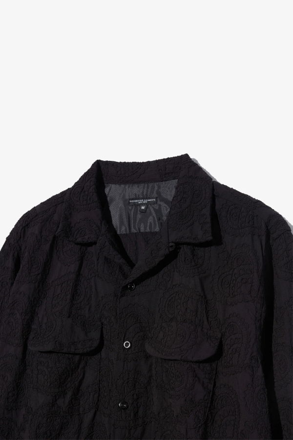 Engineered Garments Classic Shirt - Black Cotton Paisley Embroidery Shirt