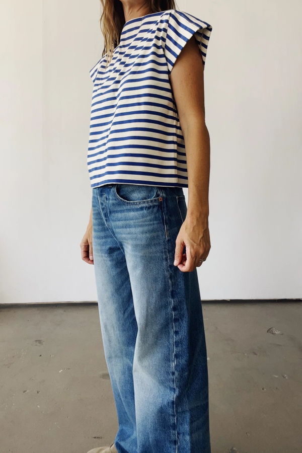 Hey Gang Sailor Shirt Top - Blue