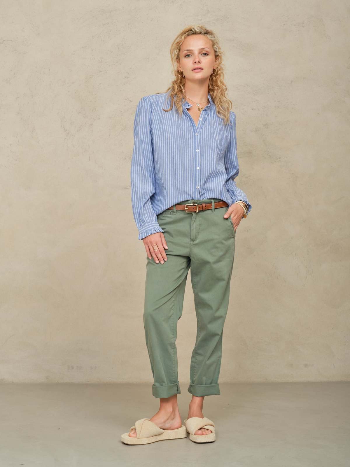 M.A.B.E Chrissie L/S Top - Blue Stripe - Image 3 of 5