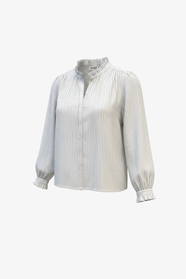 M.A.B.E Chrissie L/S Top - White Stripe