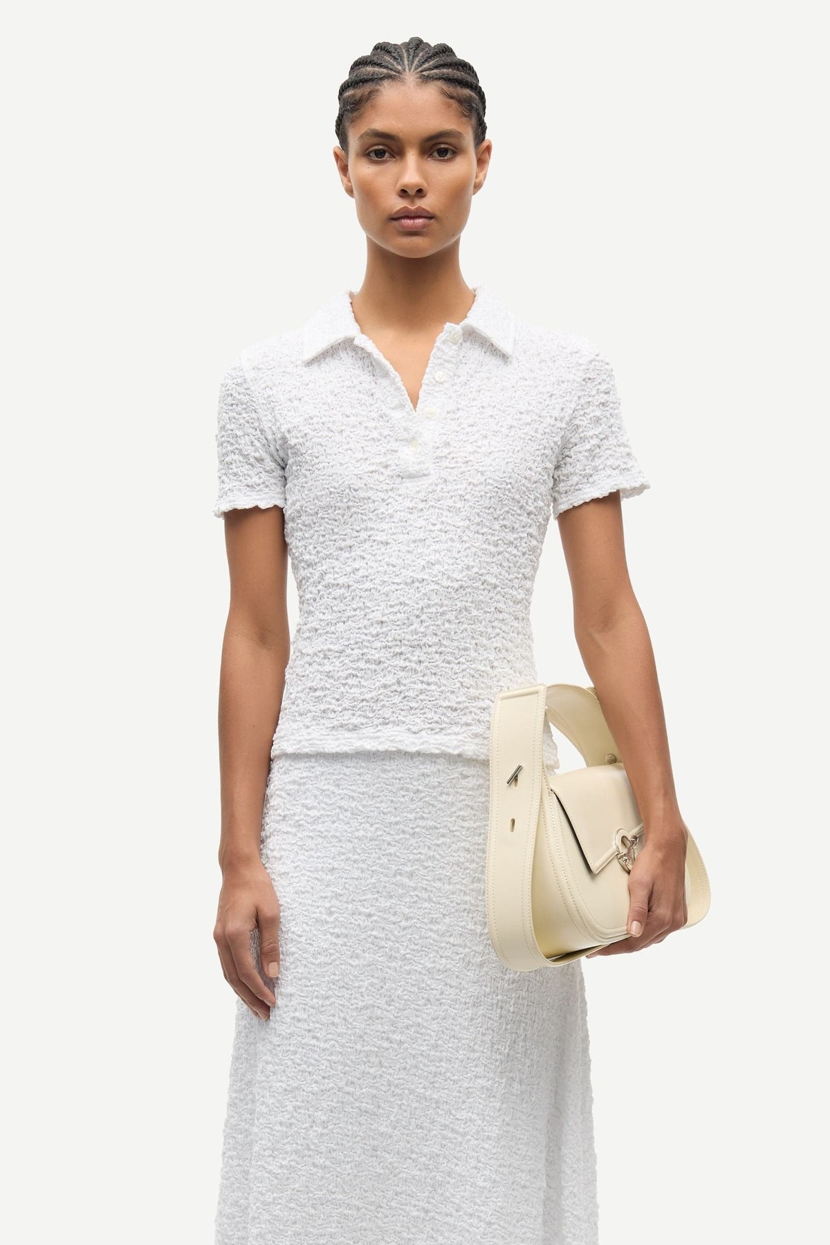 Samsøe Samsøe Sadaisy Polo Top - White - Image 2 of 5