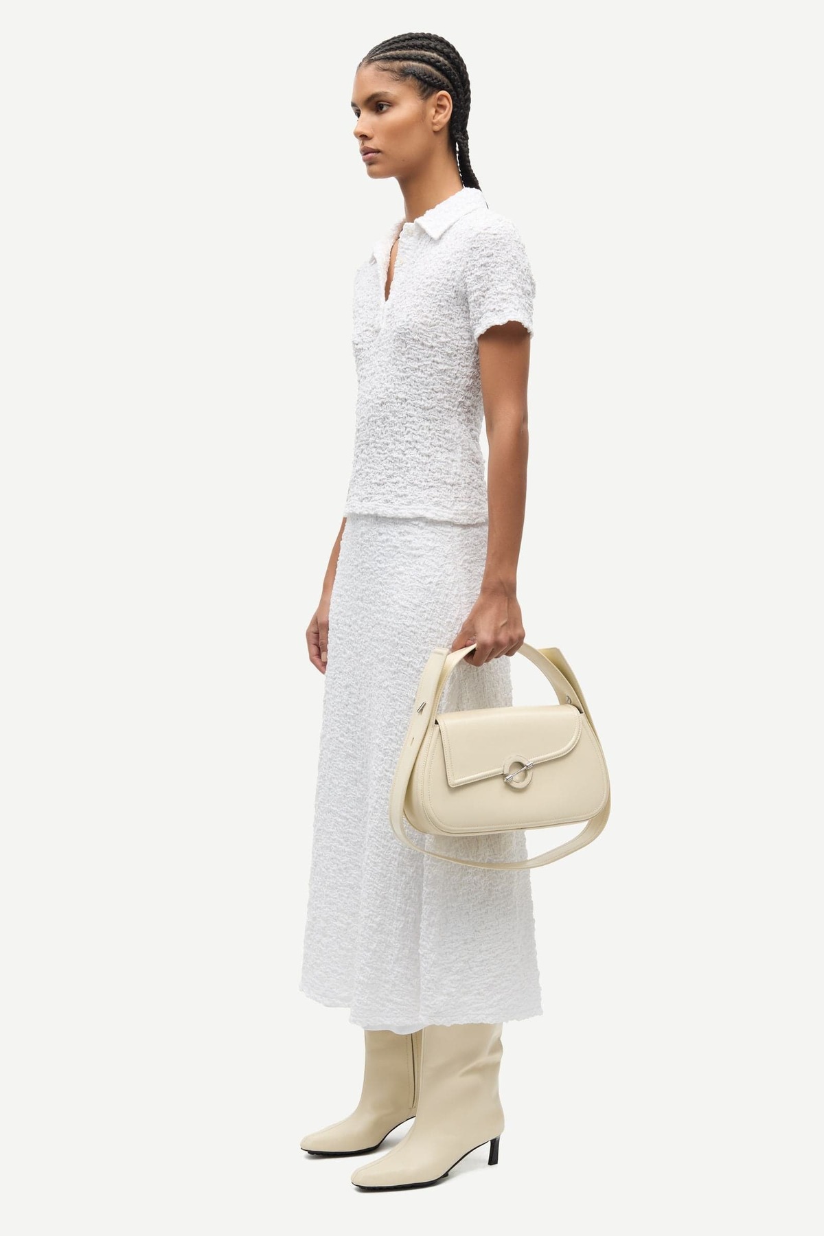 Samsøe Samsøe Sadaisy Polo Top - White - Image 3 of 5