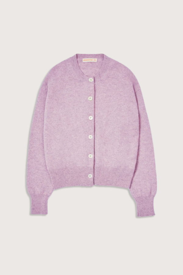 &Daughter Ada Crew Neck Cardigan - Pansy Purple