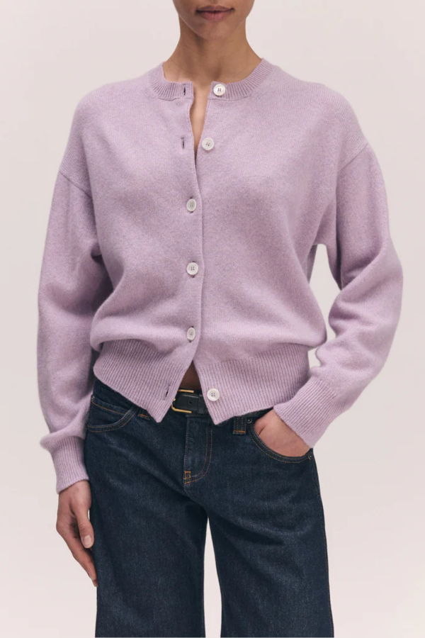 &Daughter Ada Crew Neck Cardigan - Pansy Purple
