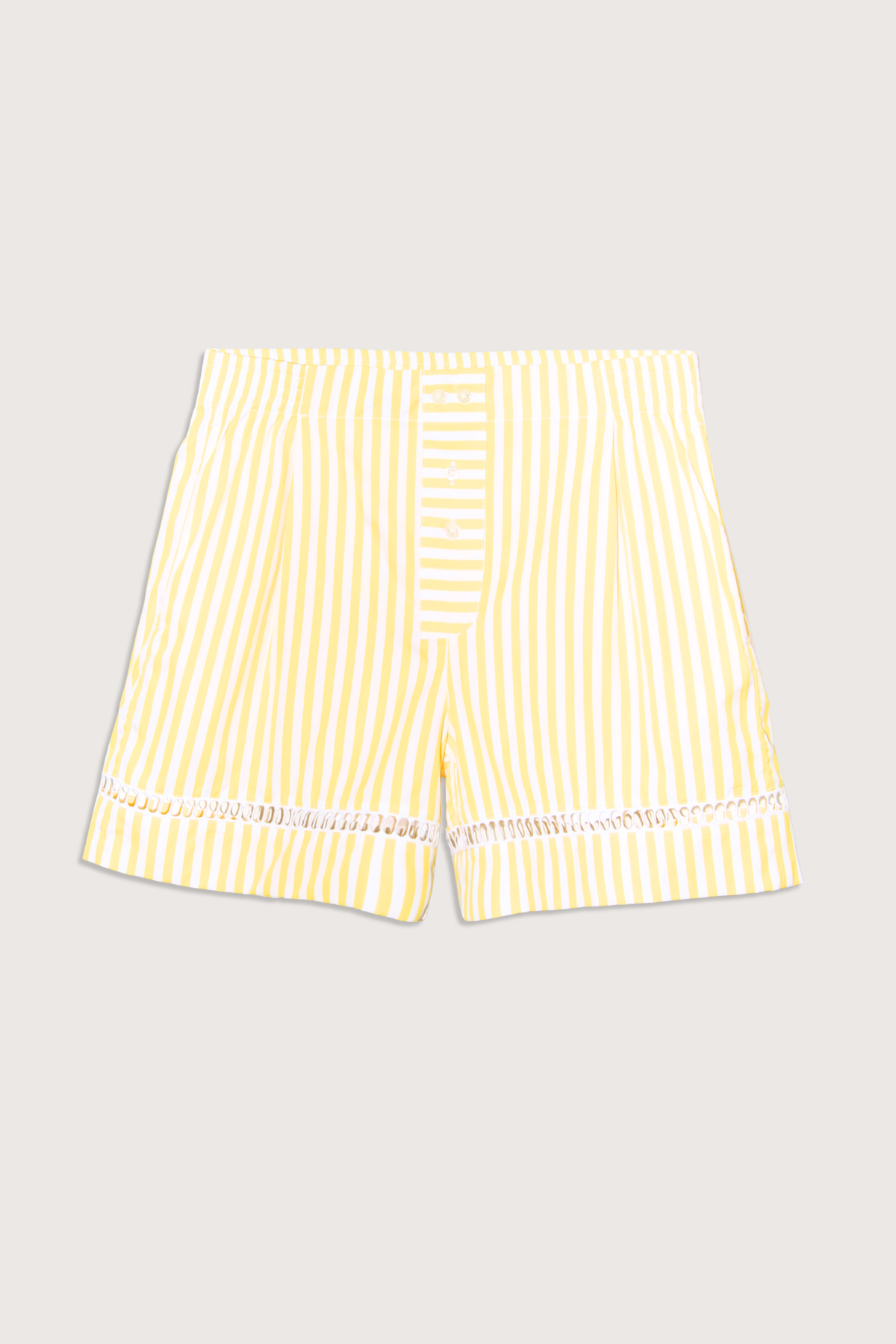 SEBLINE Boxer With Embroidered Hem Shorts - Pale Yel/Wht - Image 1 of 1