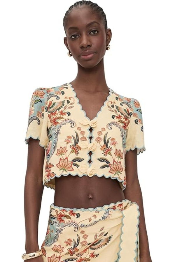 Farm Rio Boho Beauty Butter Short Sleeve Top - Boho Beauty Butter