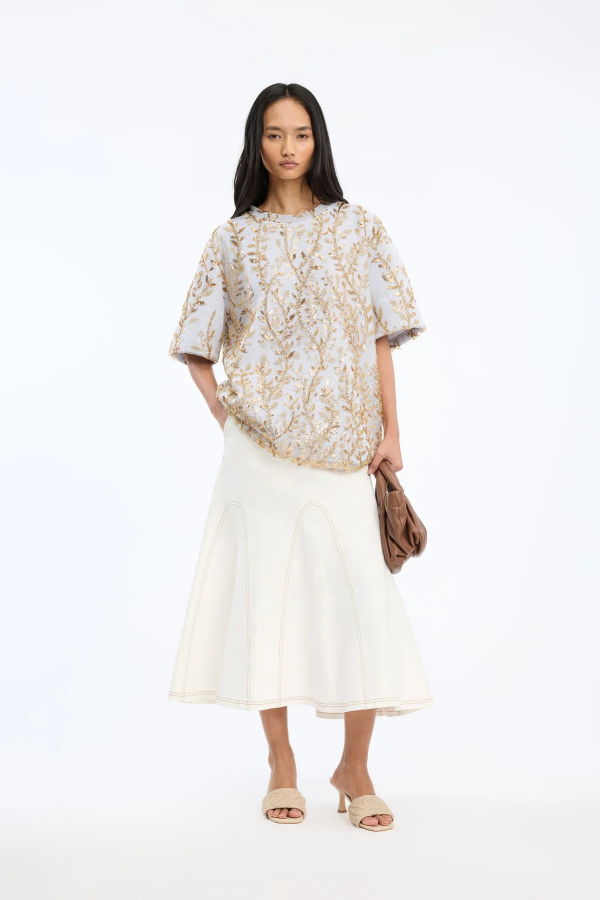 Munthe Berfin Gold Embroidered T-Shirt