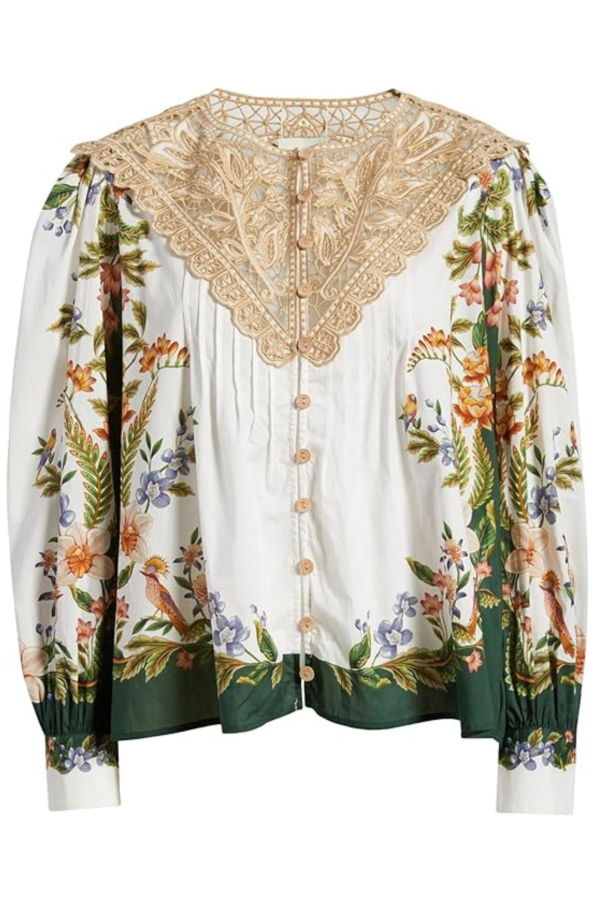 Farm Rio Short Sleeve Blouse - Nature Sand