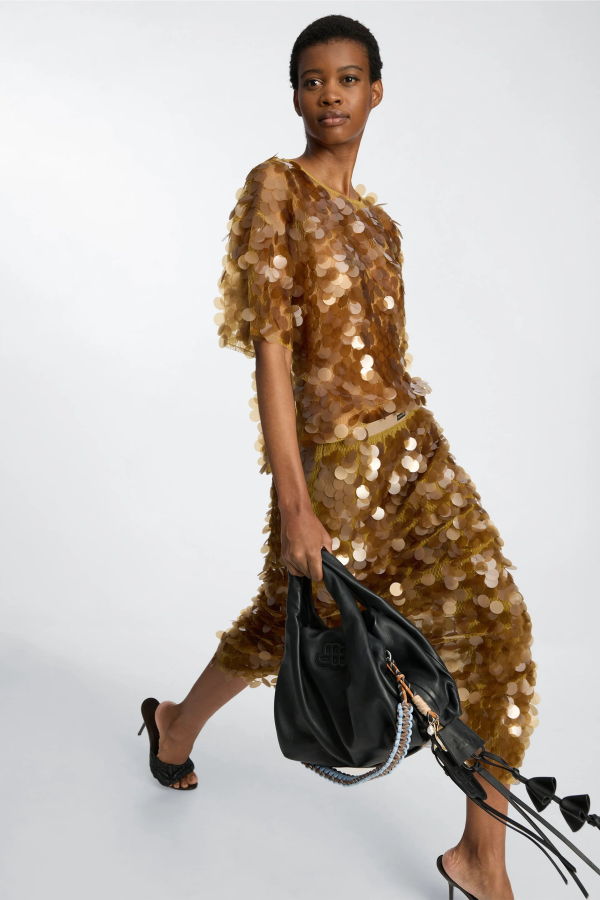 Munthe Bomi Gold Sequin Skirt