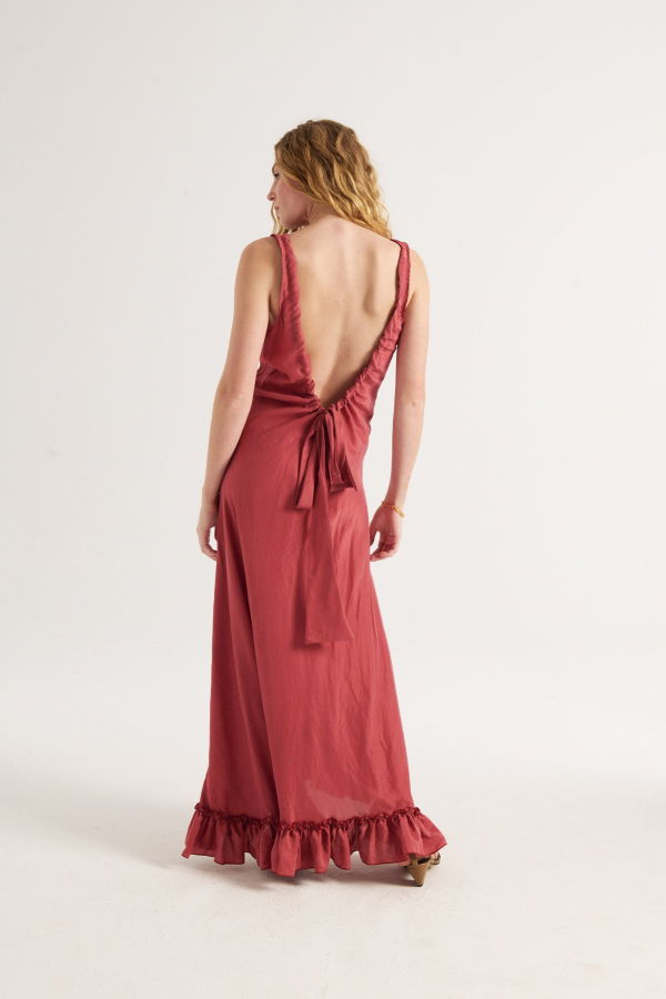 Loup Charmant Lucia Gown in Soft Washed Silk Dress - Desert Rose