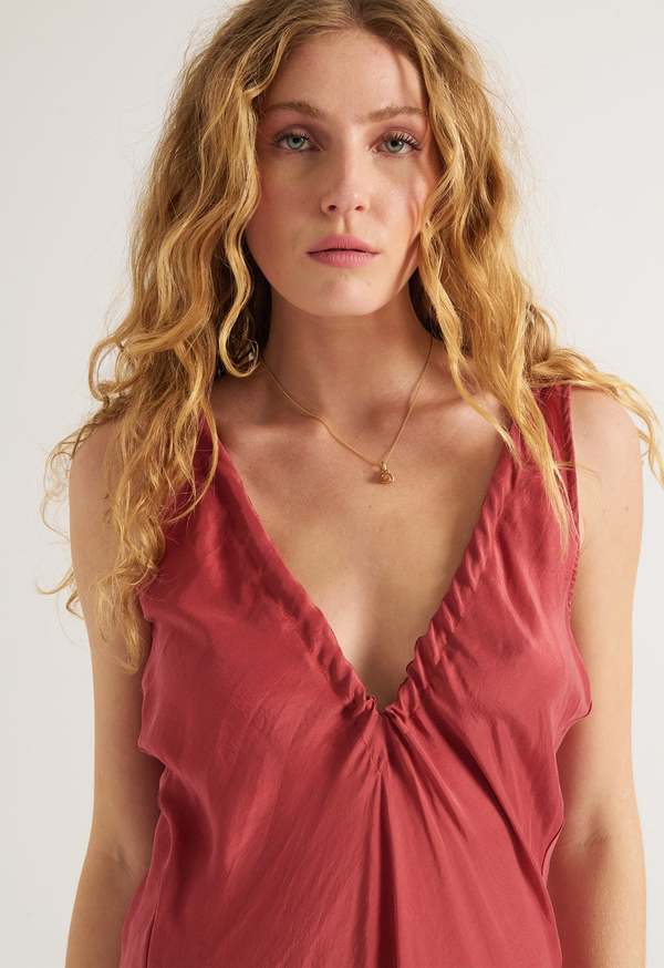 Loup Charmant Lucia Gown in Soft Washed Silk Dress - Desert Rose