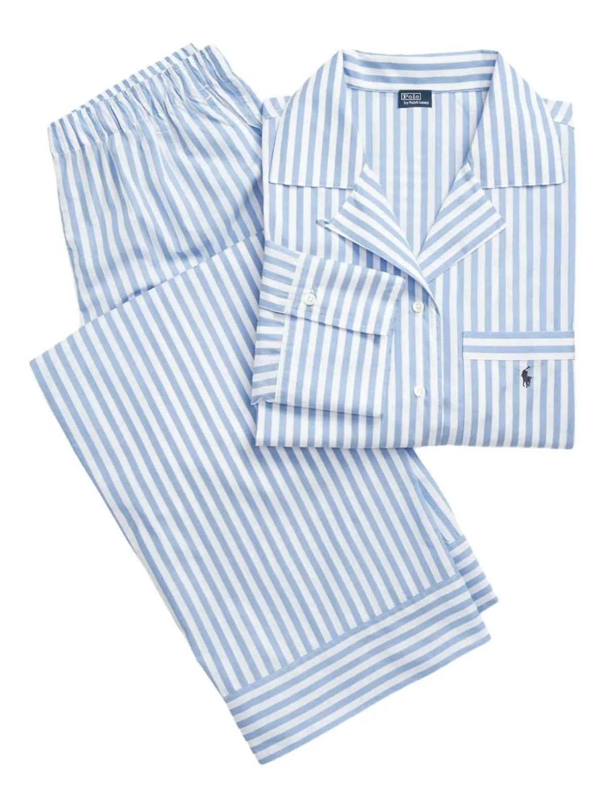 Polo Ralph Lauren Long Sleeve Shirting Stripes Pajama Set - White Cloud - Image 1 of 1