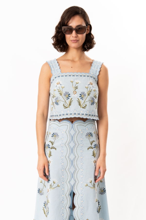 Sea NY Audra Embroidery Tank - Blue