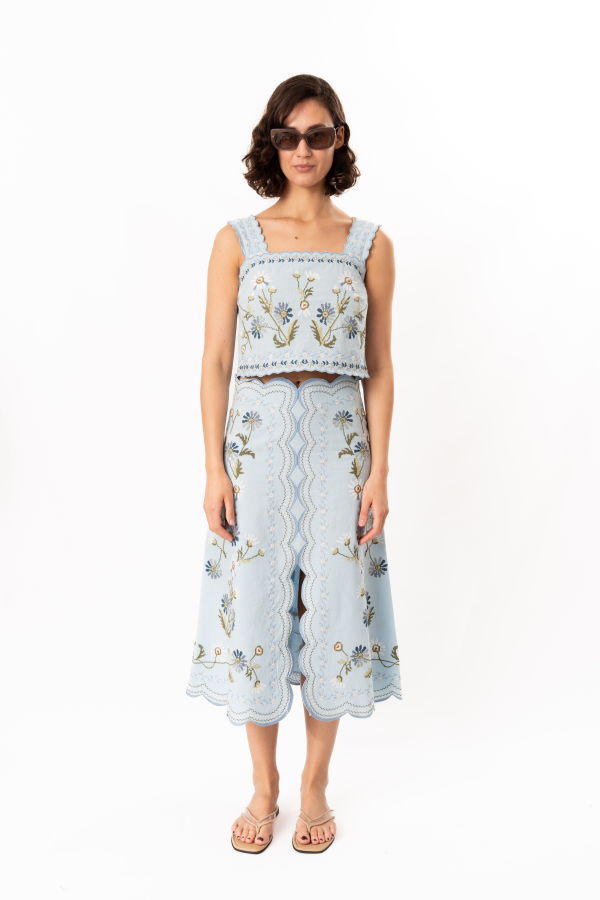 Sea NY Audra Embroidery Tank - Blue