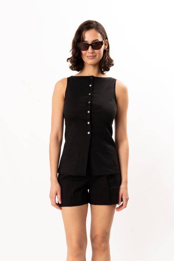 Theory Boatneck Cutaway Top - Black