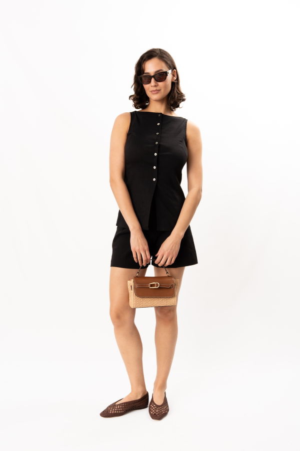 Theory Boatneck Cutaway Top - Black